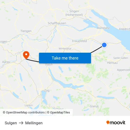 Sulgen to Mellingen map