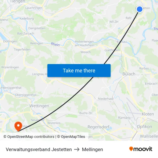 Verwaltungsverband Jestetten to Mellingen map