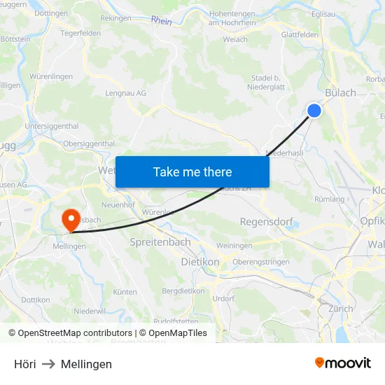 Höri to Mellingen map