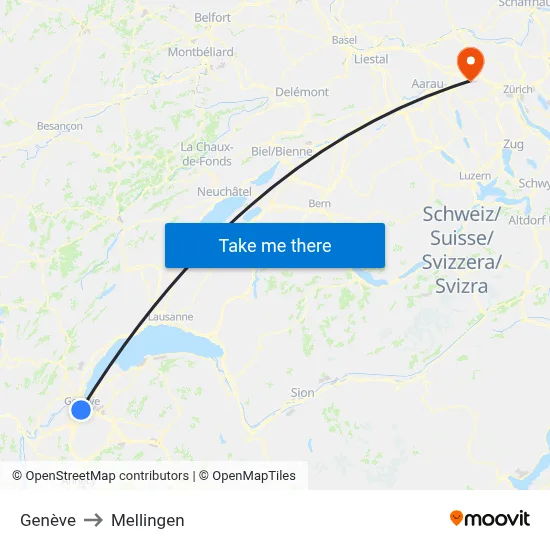 Genève to Mellingen map