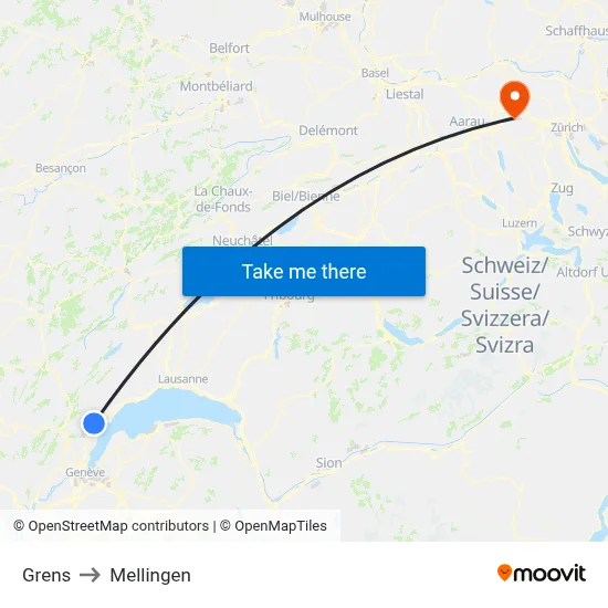 Grens to Mellingen map