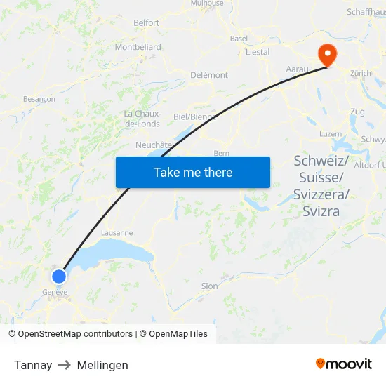 Tannay to Mellingen map