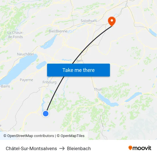 Châtel-Sur-Montsalvens to Bleienbach map