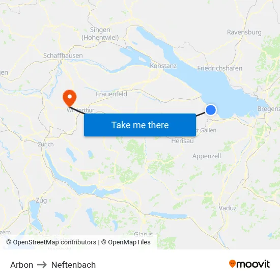 Arbon to Neftenbach map