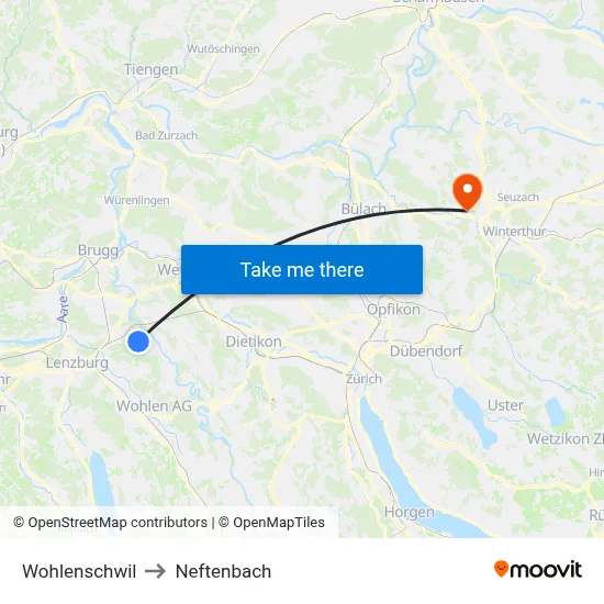 Wohlenschwil to Neftenbach map