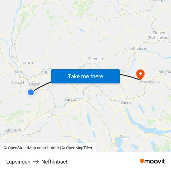 Lupsingen to Neftenbach map