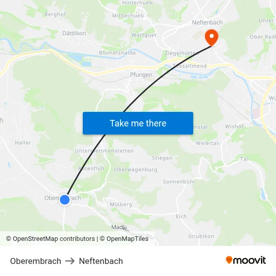 Oberembrach to Neftenbach map