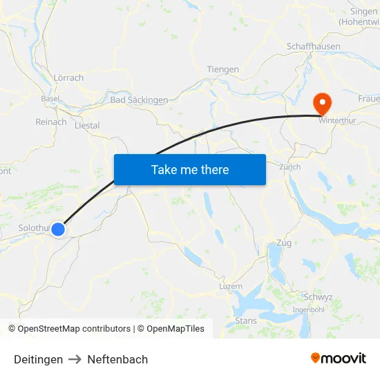 Deitingen to Neftenbach map