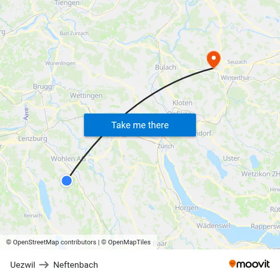 Uezwil to Neftenbach map