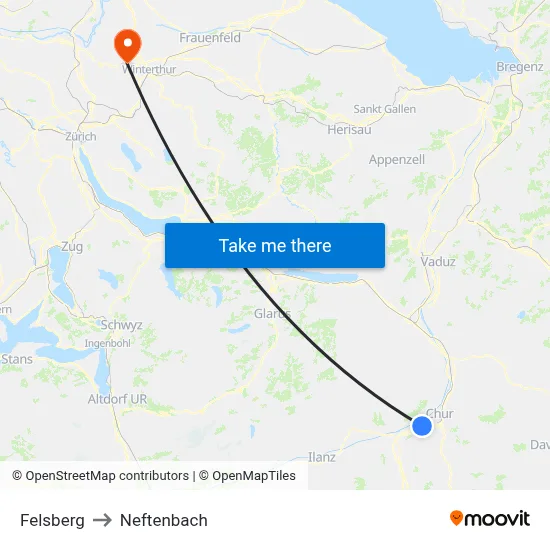 Felsberg to Neftenbach map