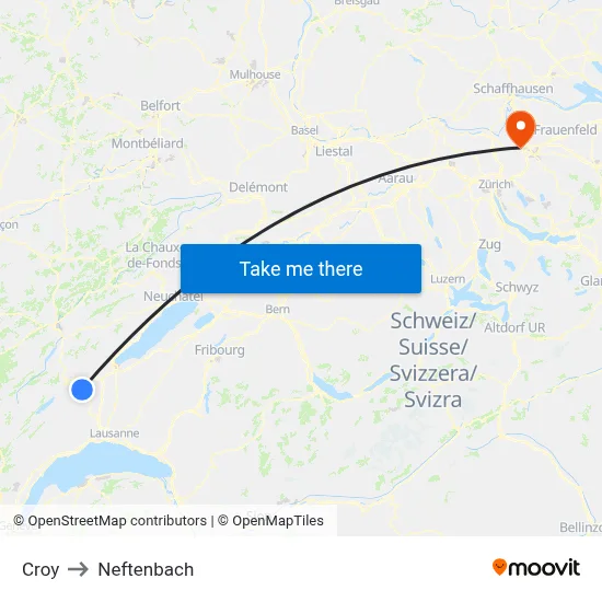 Croy to Neftenbach map