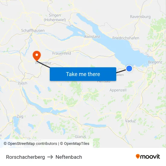 Rorschacherberg to Neftenbach map