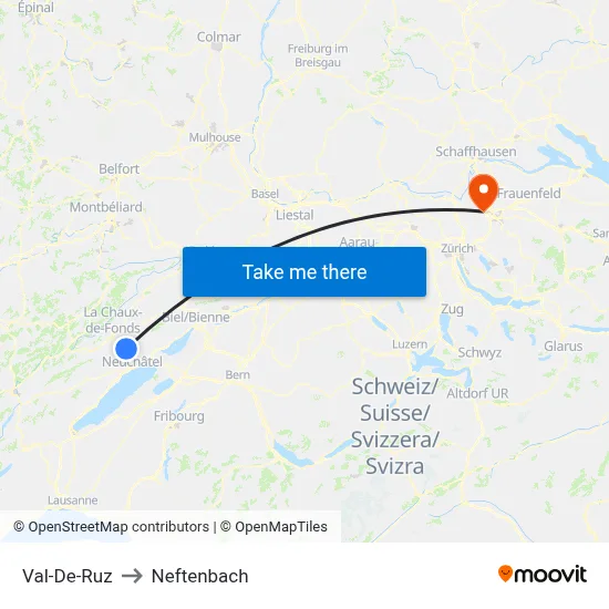 Val-De-Ruz to Neftenbach map