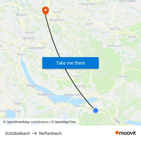Schübelbach to Neftenbach map