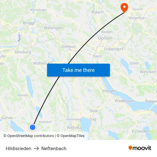 Hildisrieden to Neftenbach map