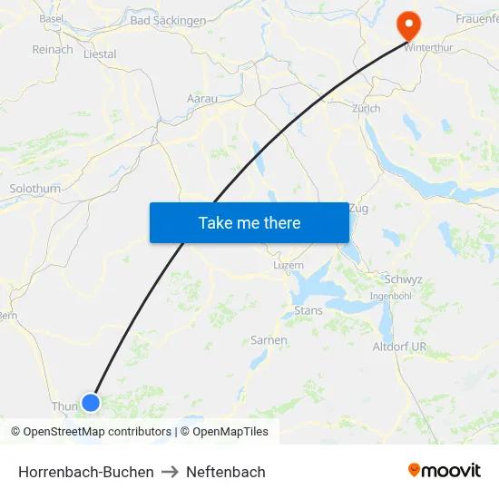 Horrenbach-Buchen to Neftenbach map