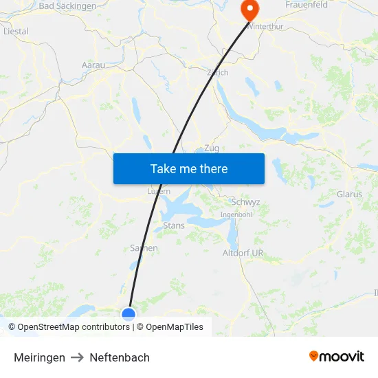Meiringen to Neftenbach map
