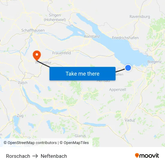Rorschach to Neftenbach map