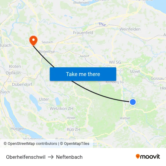 Oberhelfenschwil to Neftenbach map