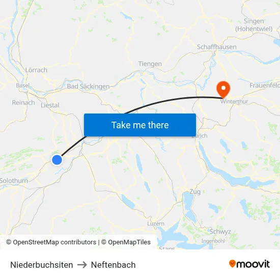 Niederbuchsiten to Neftenbach map