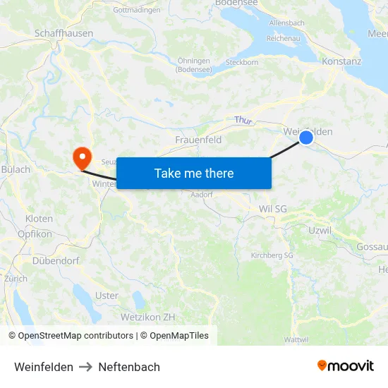 Weinfelden to Neftenbach map