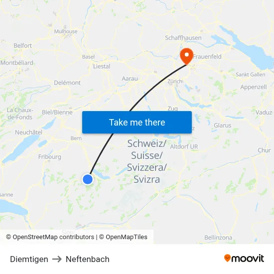 Diemtigen to Neftenbach map