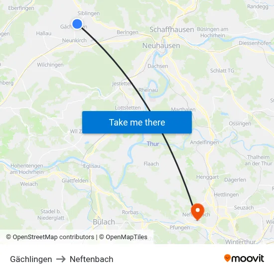 Gächlingen to Neftenbach map