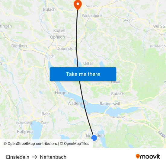 Einsiedeln to Neftenbach map