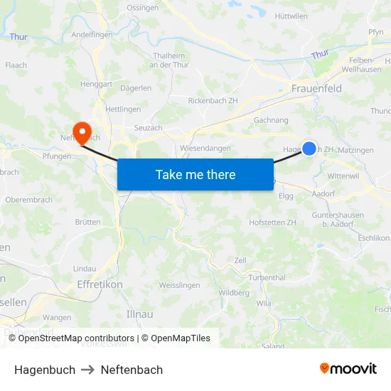 Hagenbuch to Neftenbach map