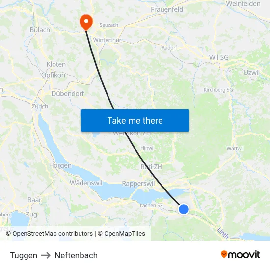 Tuggen to Neftenbach map