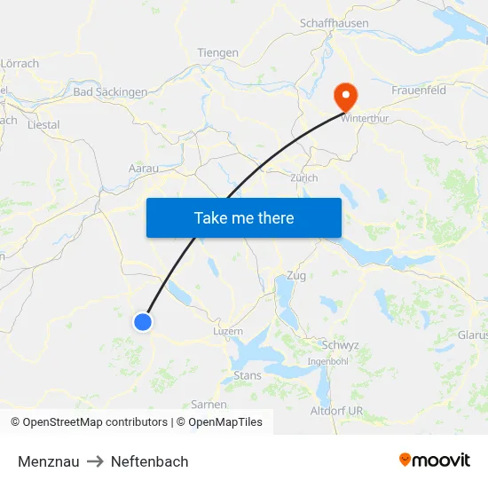 Menznau to Neftenbach map