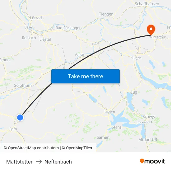 Mattstetten to Neftenbach map