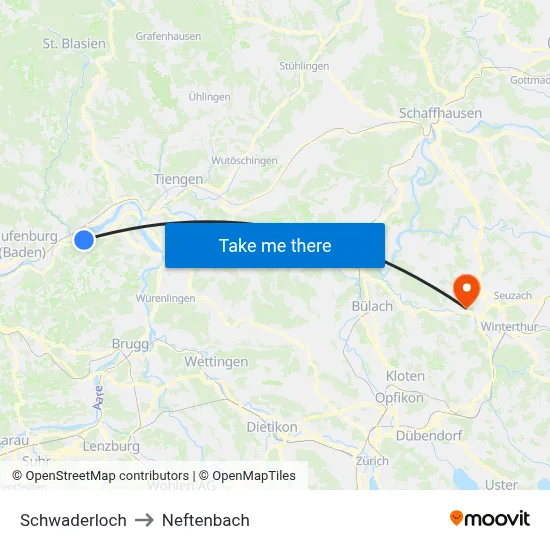 Schwaderloch to Neftenbach map