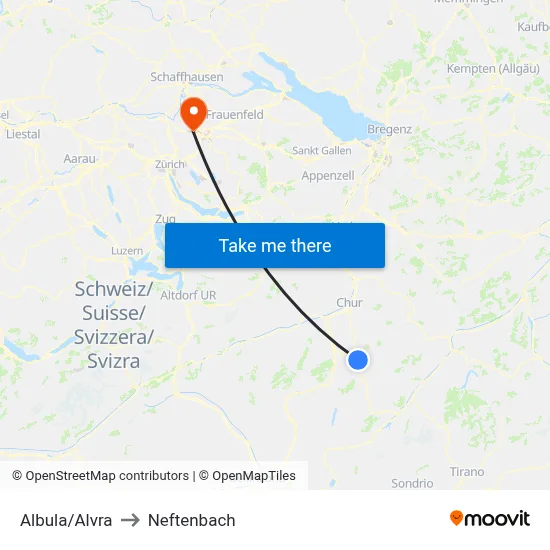 Albula/Alvra to Neftenbach map