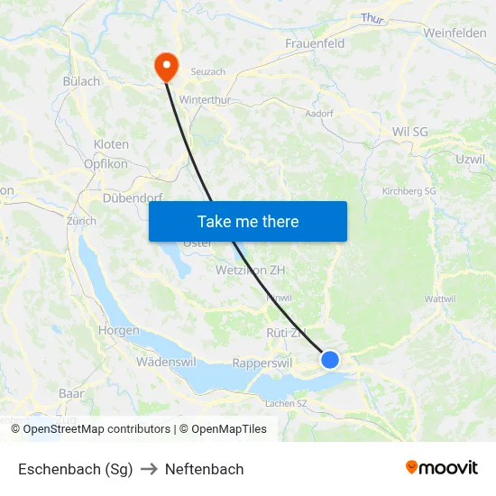 Eschenbach (Sg) to Neftenbach map