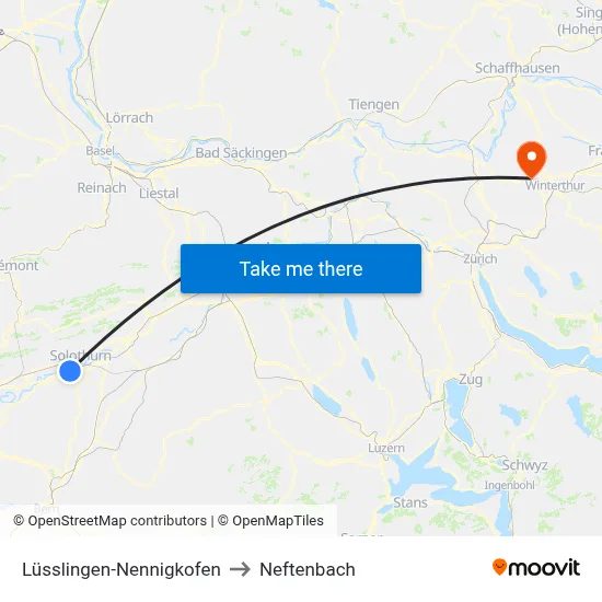 Lüsslingen-Nennigkofen to Neftenbach map