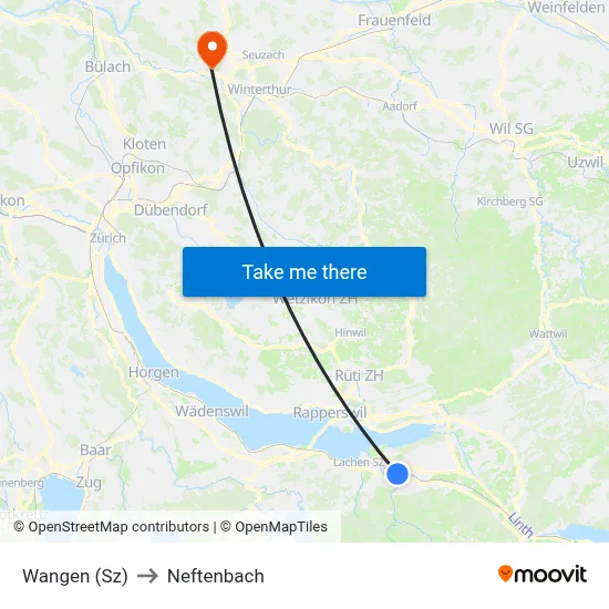 Wangen (Sz) to Neftenbach map