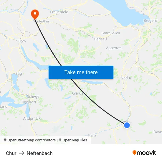 Chur to Neftenbach map