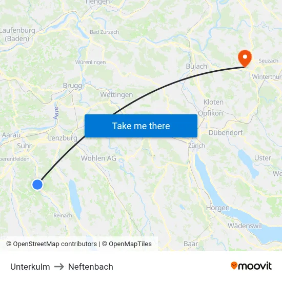 Unterkulm to Neftenbach map