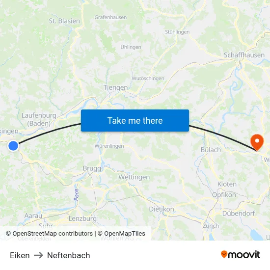 Eiken to Neftenbach map