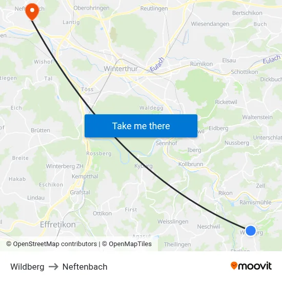 Wildberg to Neftenbach map