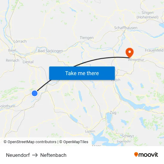 Neuendorf to Neftenbach map