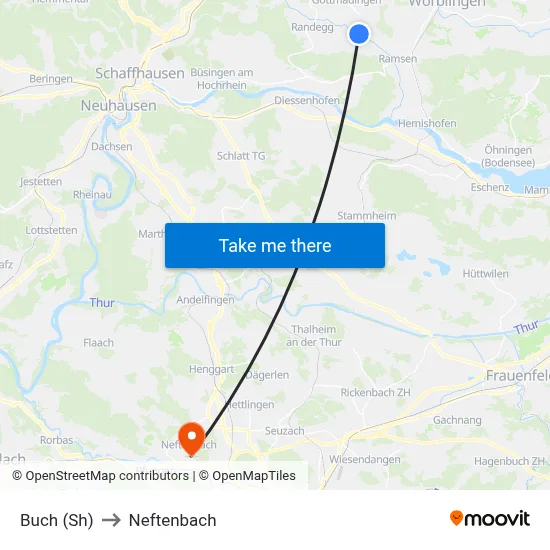 Buch (Sh) to Neftenbach map