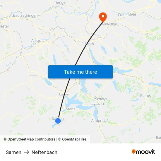 Sarnen to Neftenbach map