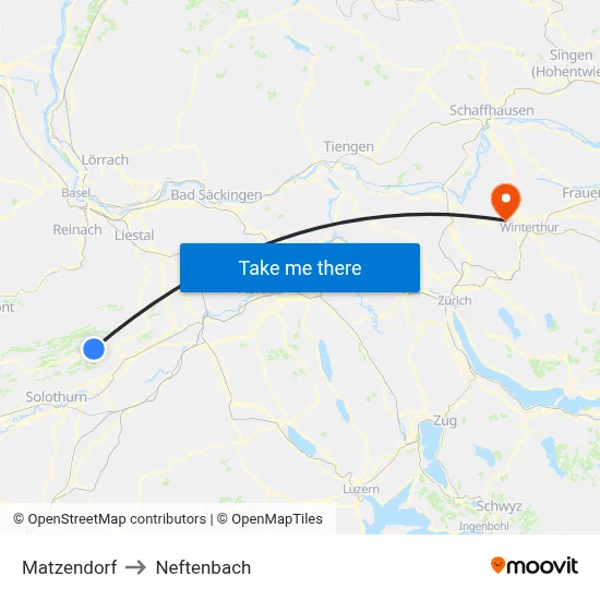 Matzendorf to Neftenbach map