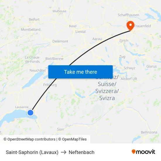 Saint-Saphorin (Lavaux) to Neftenbach map
