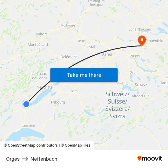 Orges to Neftenbach map
