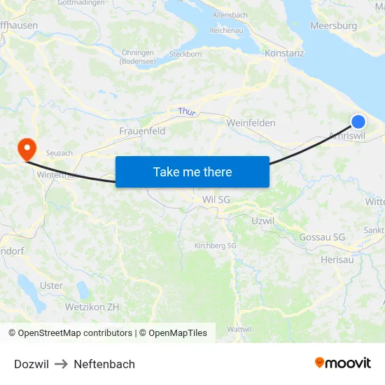 Dozwil to Neftenbach map