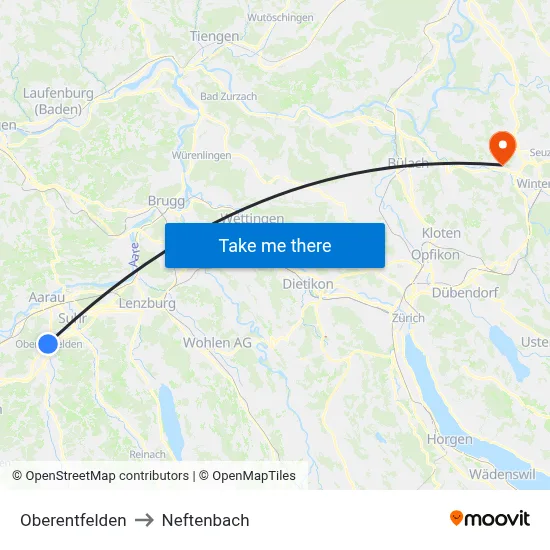 Oberentfelden to Neftenbach map