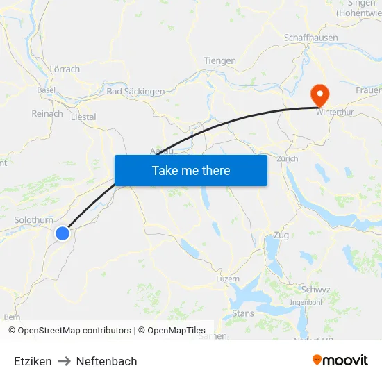 Etziken to Neftenbach map